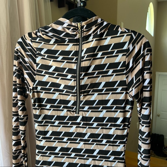 NWT Bodycon Print Dress Black/Camel/White - Picture 2 of 5